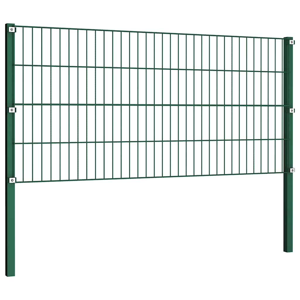 Pannello di recinzione in ferro con pali 1730x80 cm verde muschio