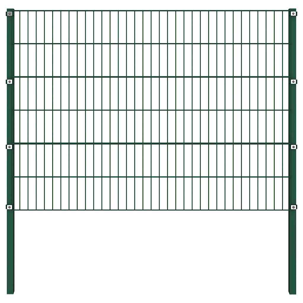 Pannello di recinzione in ferro con pali 349x120 cm verde