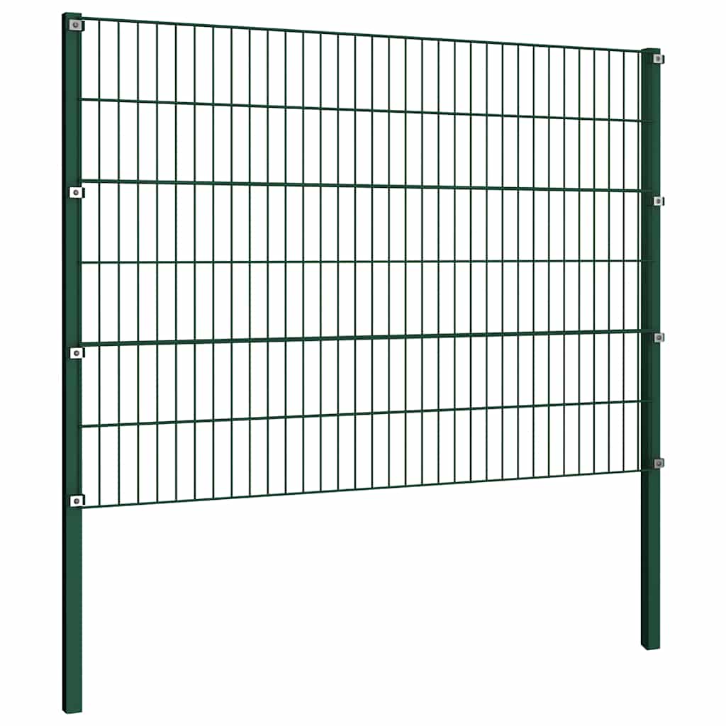 Pannello di recinzione in ferro con pali 349x120 cm verde