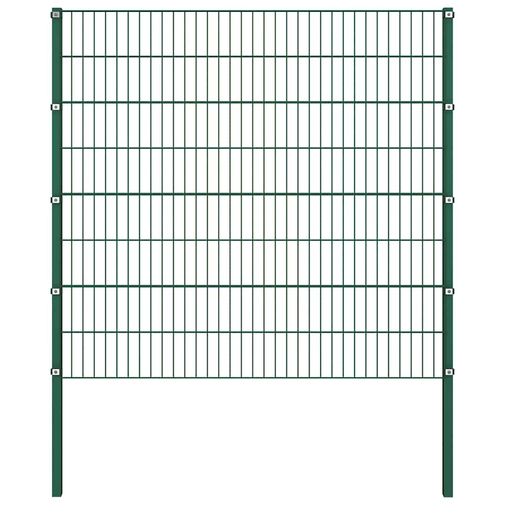 Pannello di recinzione con pali in ferro 349x160 cm verde