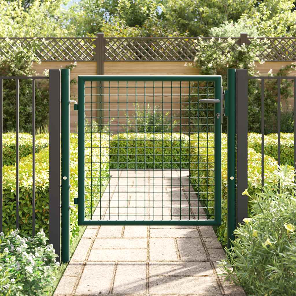 Cancello per Recinzione in Acciaio 100x75 cm Verde