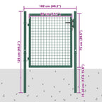 Cancello per Recinzione in Acciaio 100x75 cm Verde