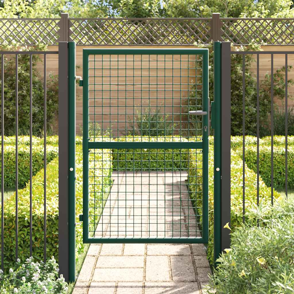 Cancello per Recinzione in Acciaio 100x125 cm Verde