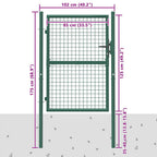 Cancello per Recinzione in Acciaio 100x125 cm Verde