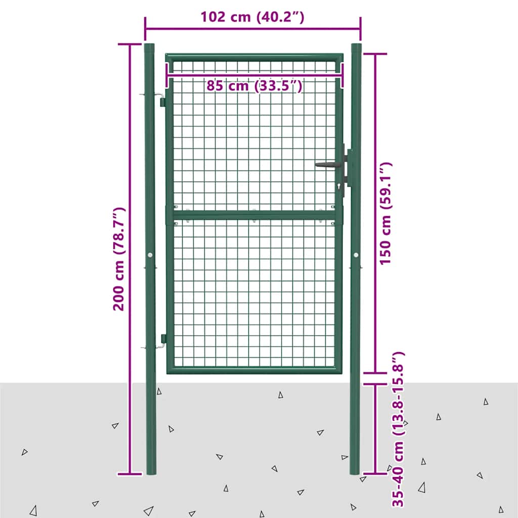 Cancello per Recinzione in Acciaio 100x150 cm Verde