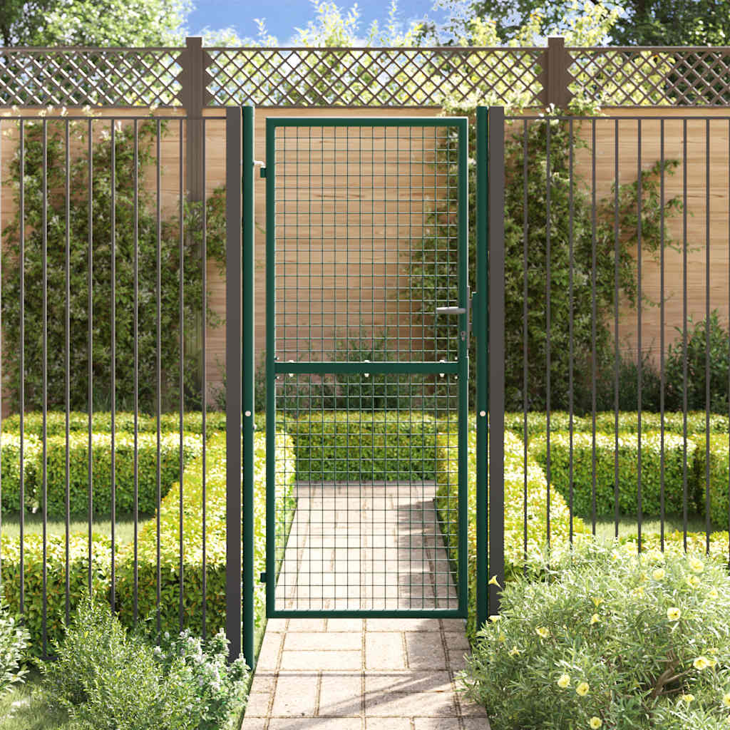 Cancello per Recinzione in Acciaio 100x200 cm Verde