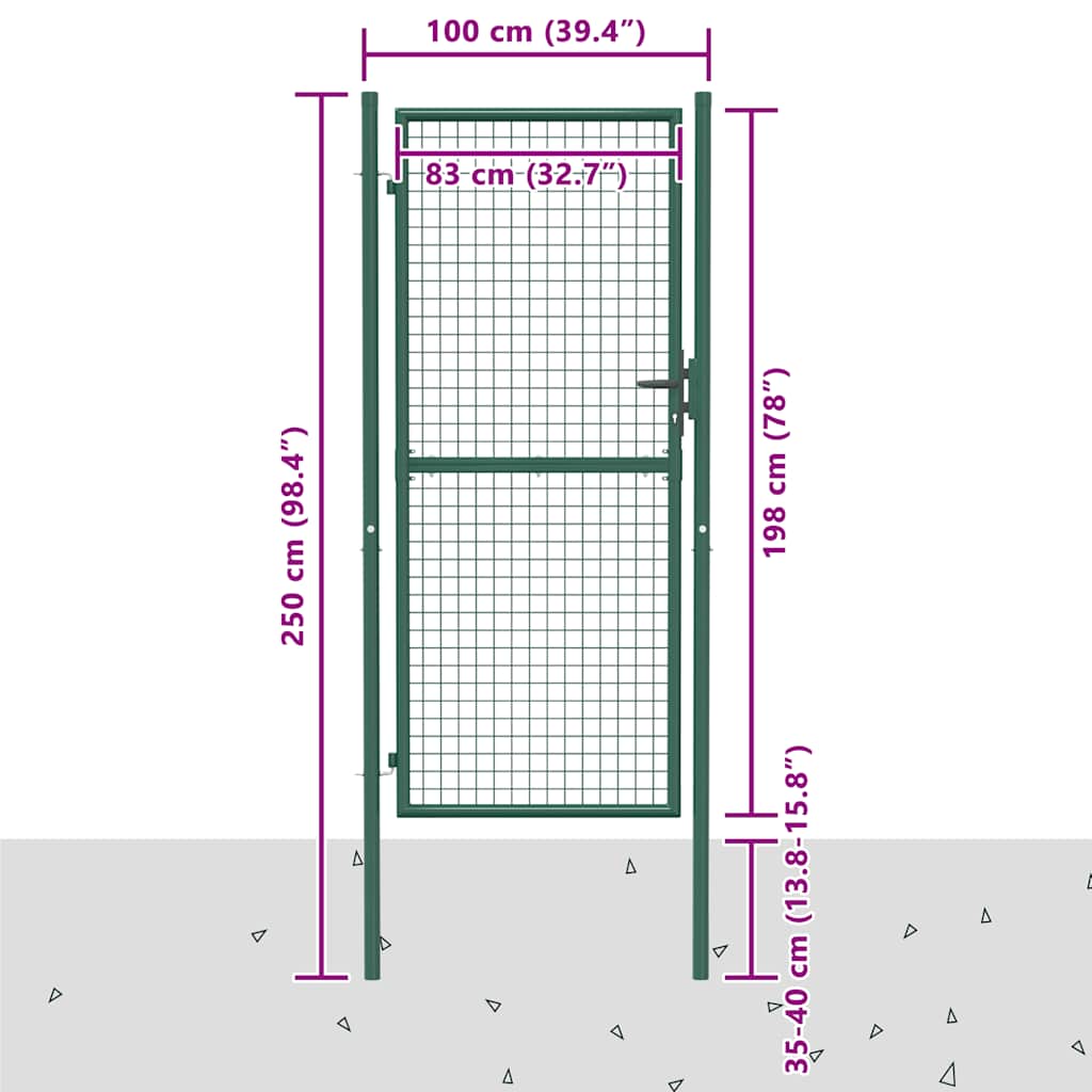 Cancello per Recinzione in Acciaio 100x200 cm Verde