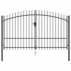 Cancello per recinzione Woerden doppia porta con punta superiore 299,5x224,5 cm nero