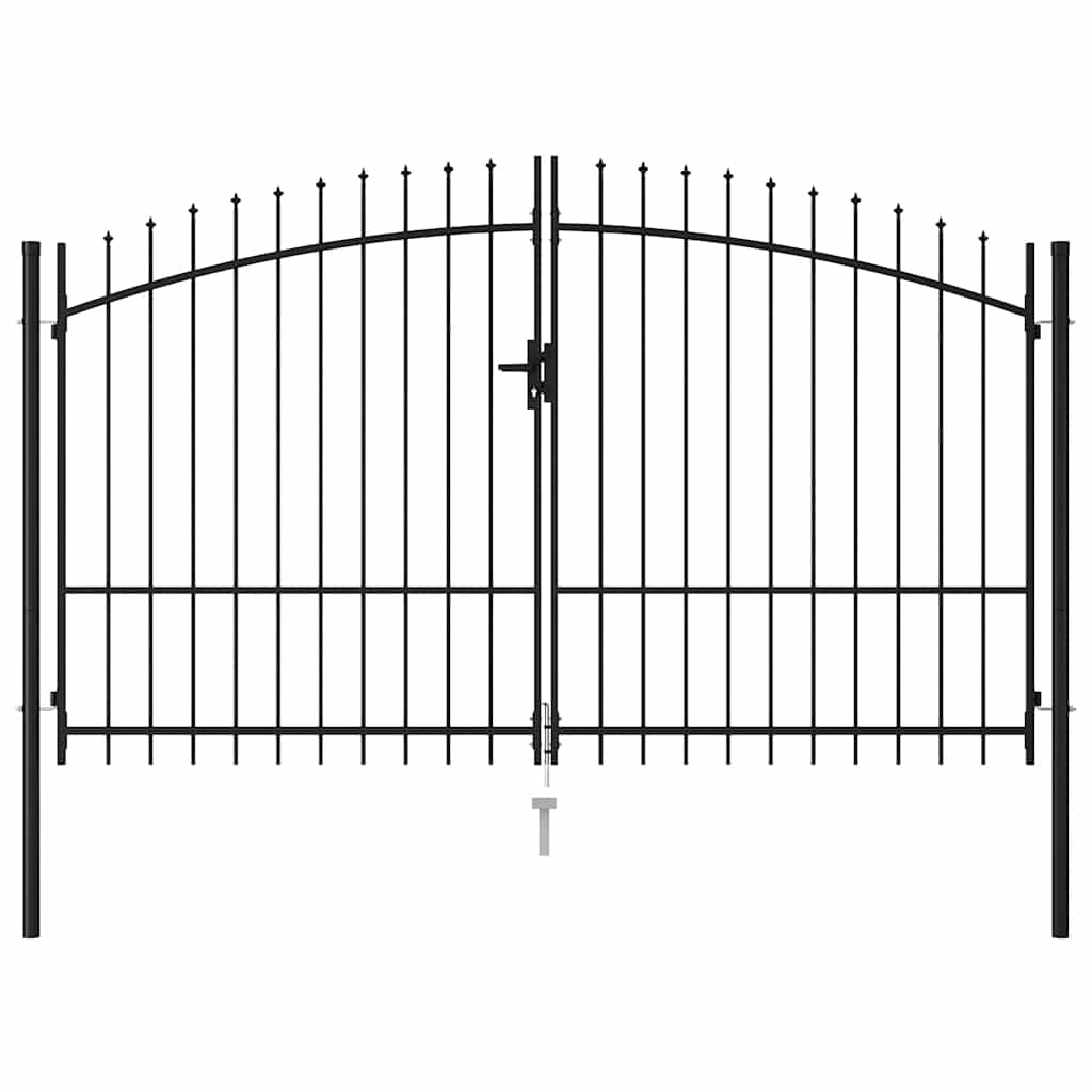 Cancello per recinzione Woerden doppia porta con punta superiore 299,5x224,5 cm nero