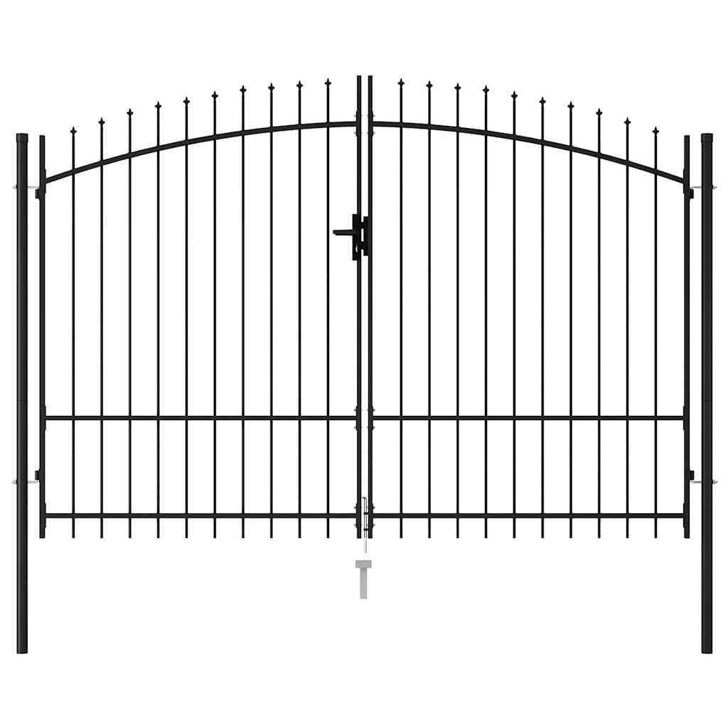 Cancello Woerden doppia porta con punta superiore 299,5x249,5 cm acciaio nero