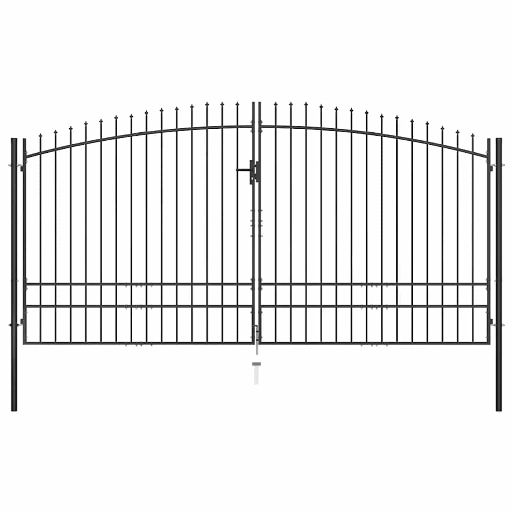 Cancello doppia porta Woerden acciaio punta lancia 400x249,5 cm nero