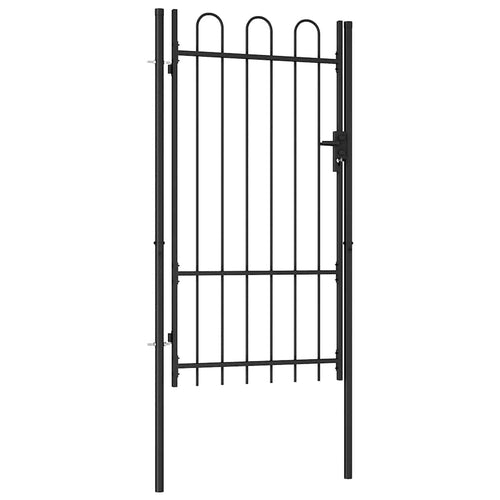 Cancello per recinzione BOXTEL porta singola con parte superiore ad arco in acciaio 100x175 cm Nero