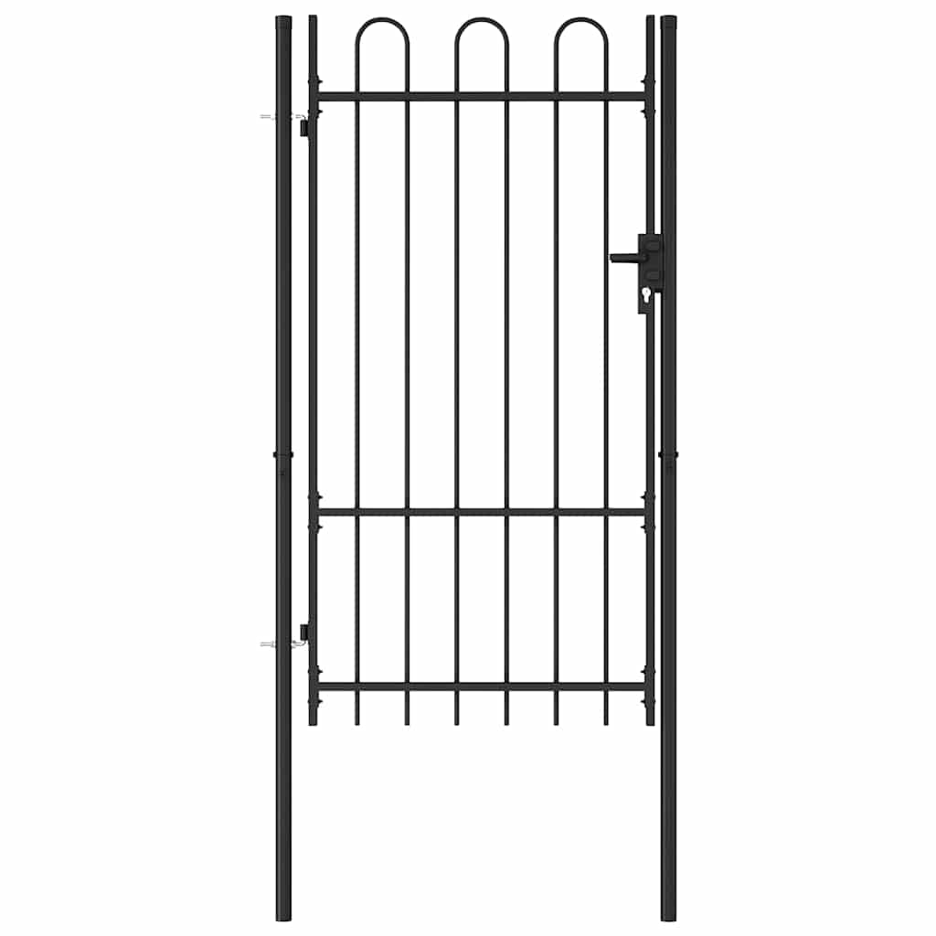 Cancello per recinzione BOXTEL porta singola con parte superiore ad arco in acciaio 100x175 cm Nero