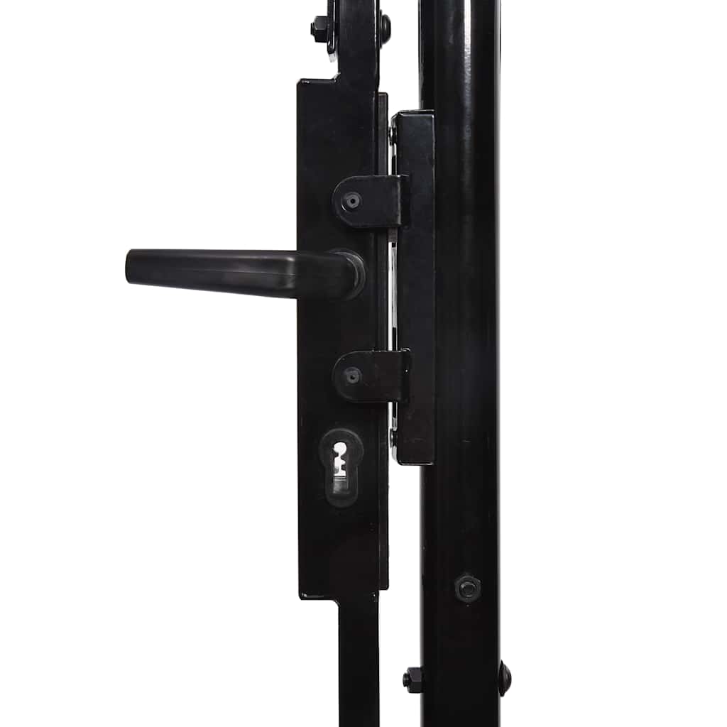 Cancello per recinzione BOXTEL porta singola con parte superiore ad arco in acciaio 100x175 cm Nero