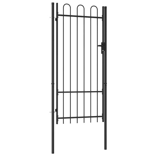 Cancello per recinzione BOXTEL porta singola con parte superiore ad arco in acciaio 1x2 m Nero