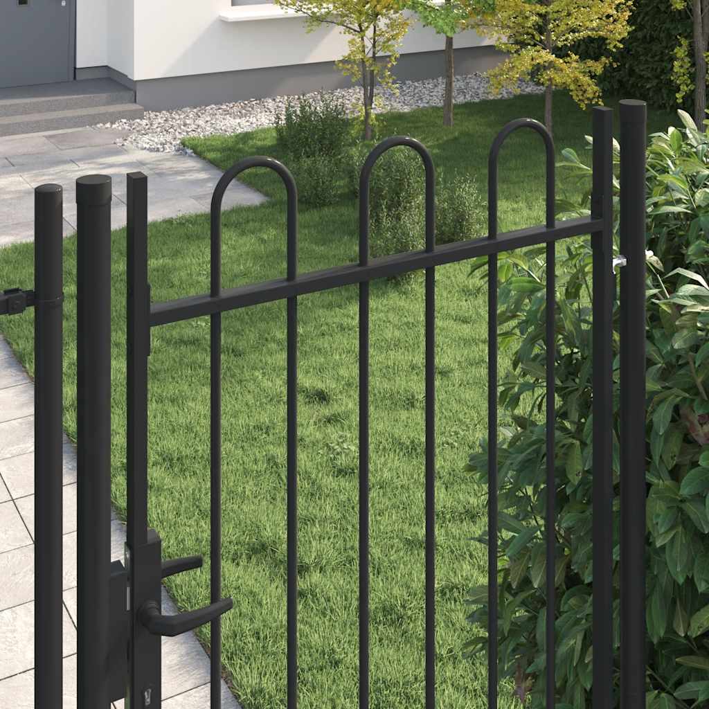 Cancello per recinzione BOXTEL porta singola con parte superiore ad arco in acciaio 1x2 m Nero