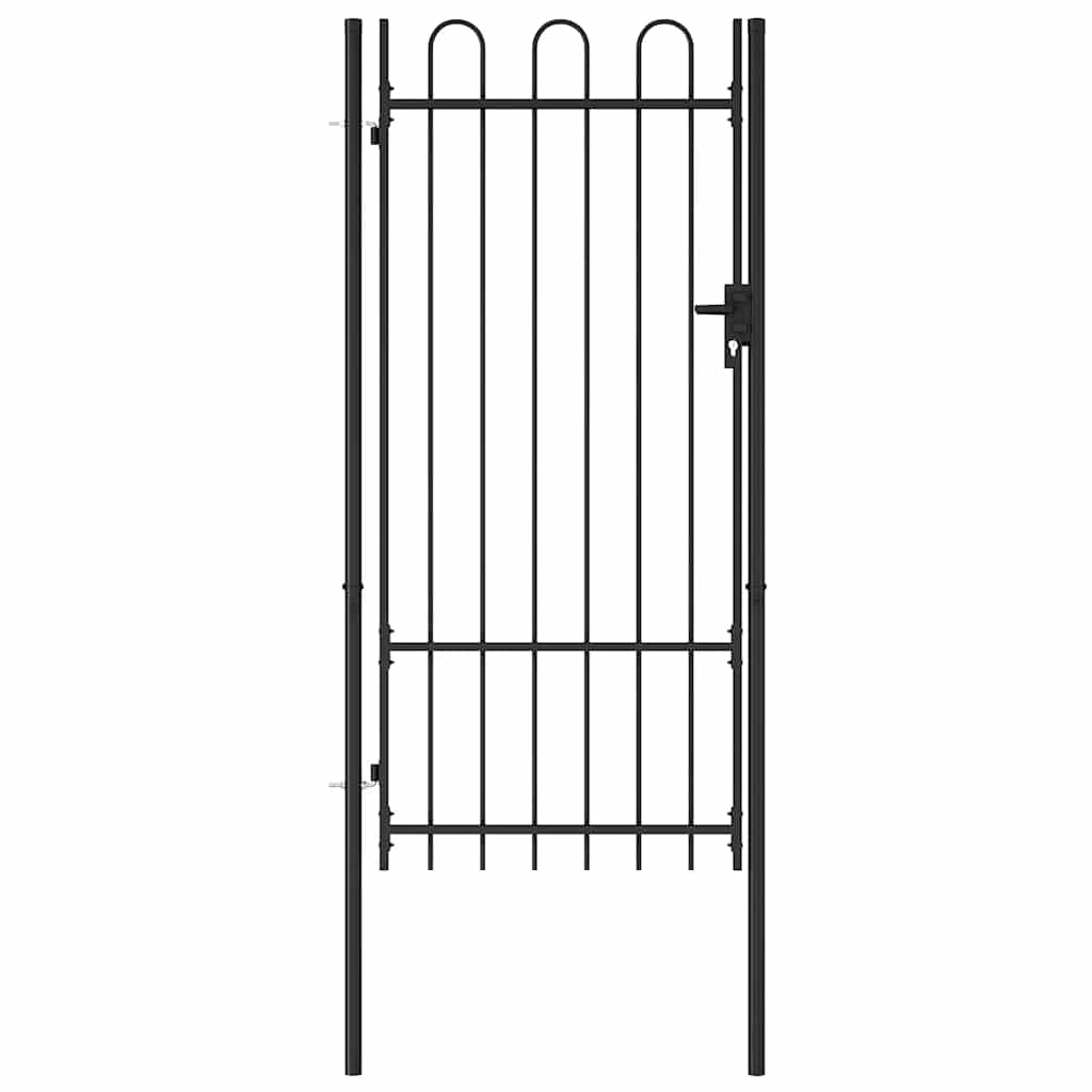 Cancello per recinzione BOXTEL porta singola con parte superiore ad arco in acciaio 1x2 m Nero