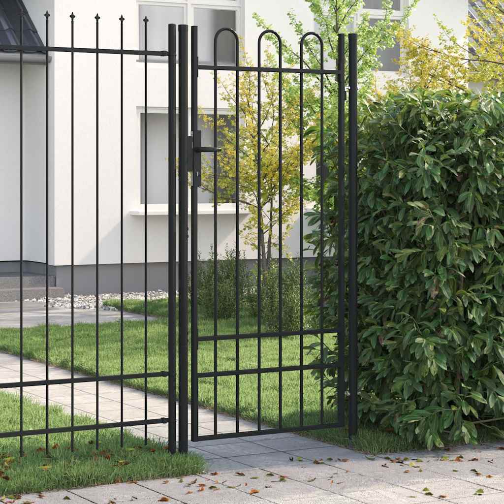 Cancello per recinzione BOXTEL porta singola con parte superiore ad arco in acciaio 1x2 m Nero