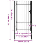 Cancello per recinzione BOXTEL porta singola con punta in acciaio 100x175 cm Nero