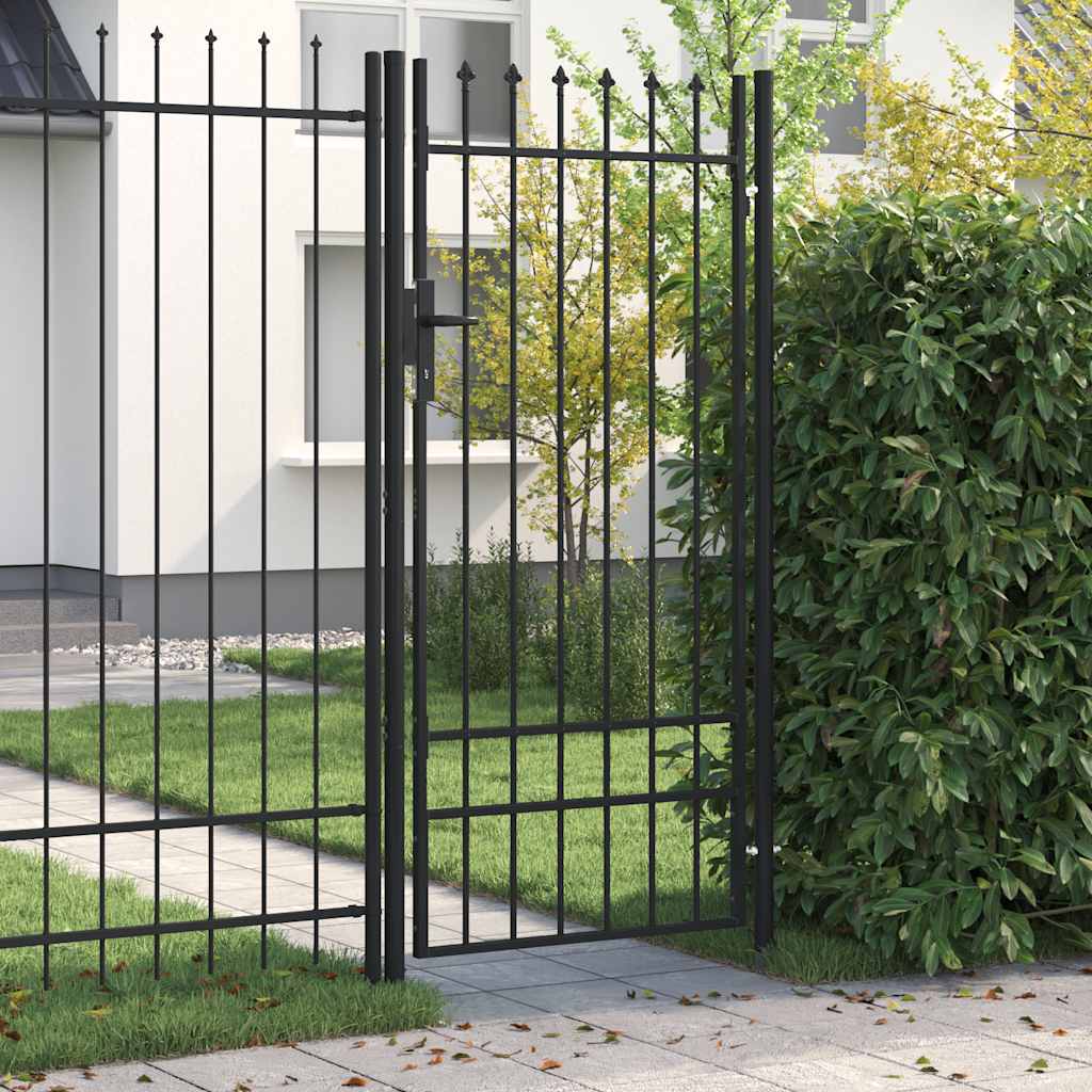 Cancello per recinzione BOXTEL porta singola con punta in acciaio 1x2 m Nero