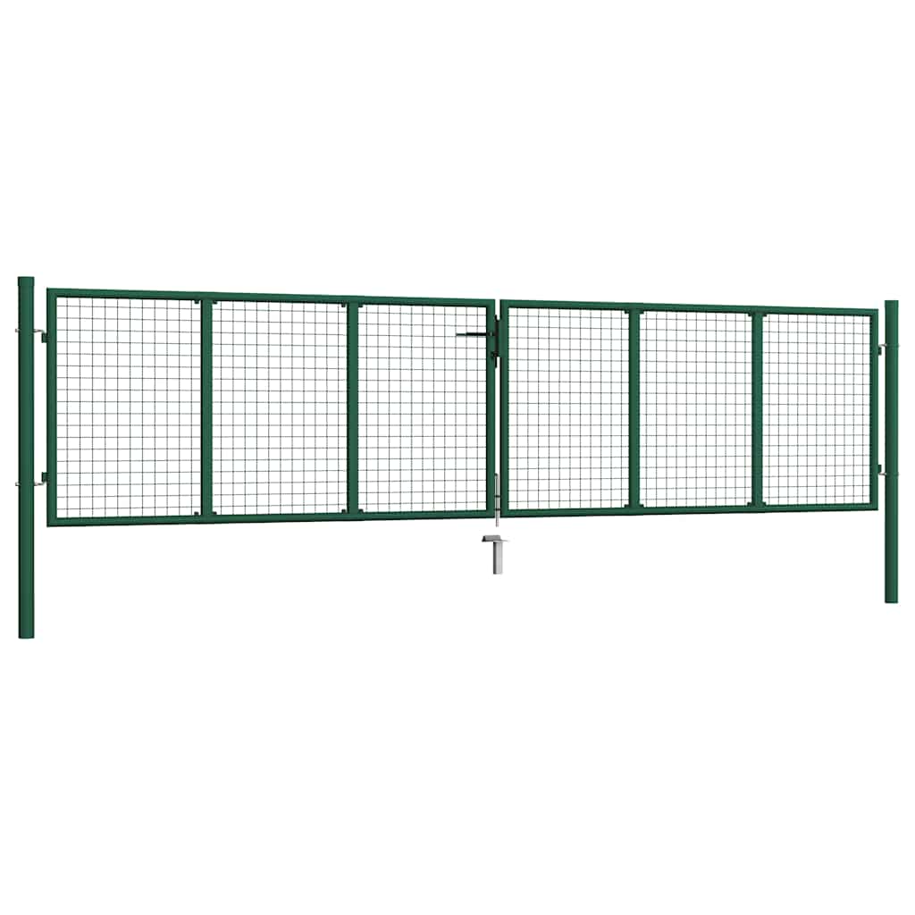 Cancello da Giardino in Rete di Acciaio 400x75 cm Verde Scuro