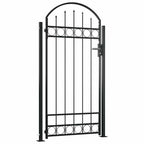 Cancello per recinzione ASSEN con parte superiore ad arco e 2 pali 105x170 cm Nero