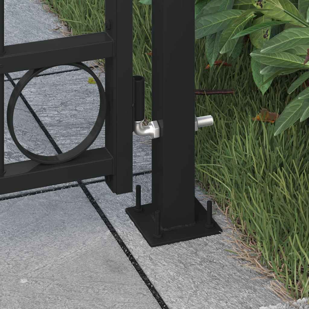 Cancello per recinzione ASSEN con parte superiore ad arco e 2 pali 105x170 cm Nero