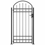 Cancello per recinzione ASSEN con parte superiore ad arco e 2 pali 105x170 cm Nero