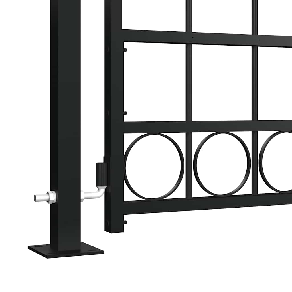 Cancello per recinzione ASSEN con parte superiore ad arco e 2 pali 105x170 cm Nero