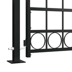 Cancello per recinzione ASSEN con parte superiore ad arco e 2 pali 105x170 cm Nero