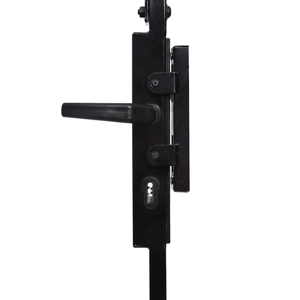 Cancello per recinzione ASSEN con parte superiore ad arco e 2 pali 105x170 cm Nero
