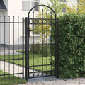 Cancello per recinzione ASSEN con parte superiore ad arco e 2 pali 105x170 cm Nero