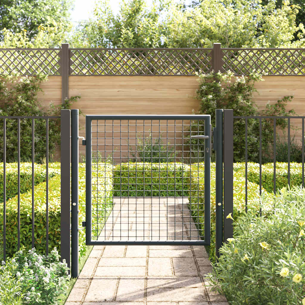 Cancello da Giardino in Rete di Acciaio Zincato 100x75 cm Grigio Antracite
