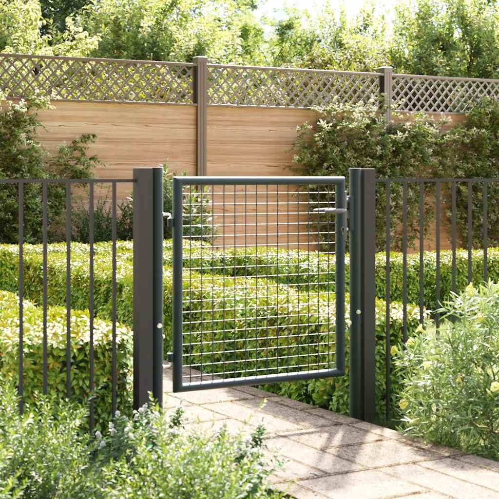 Cancello da Giardino in Rete di Acciaio Zincato 100x75 cm Grigio Antracite