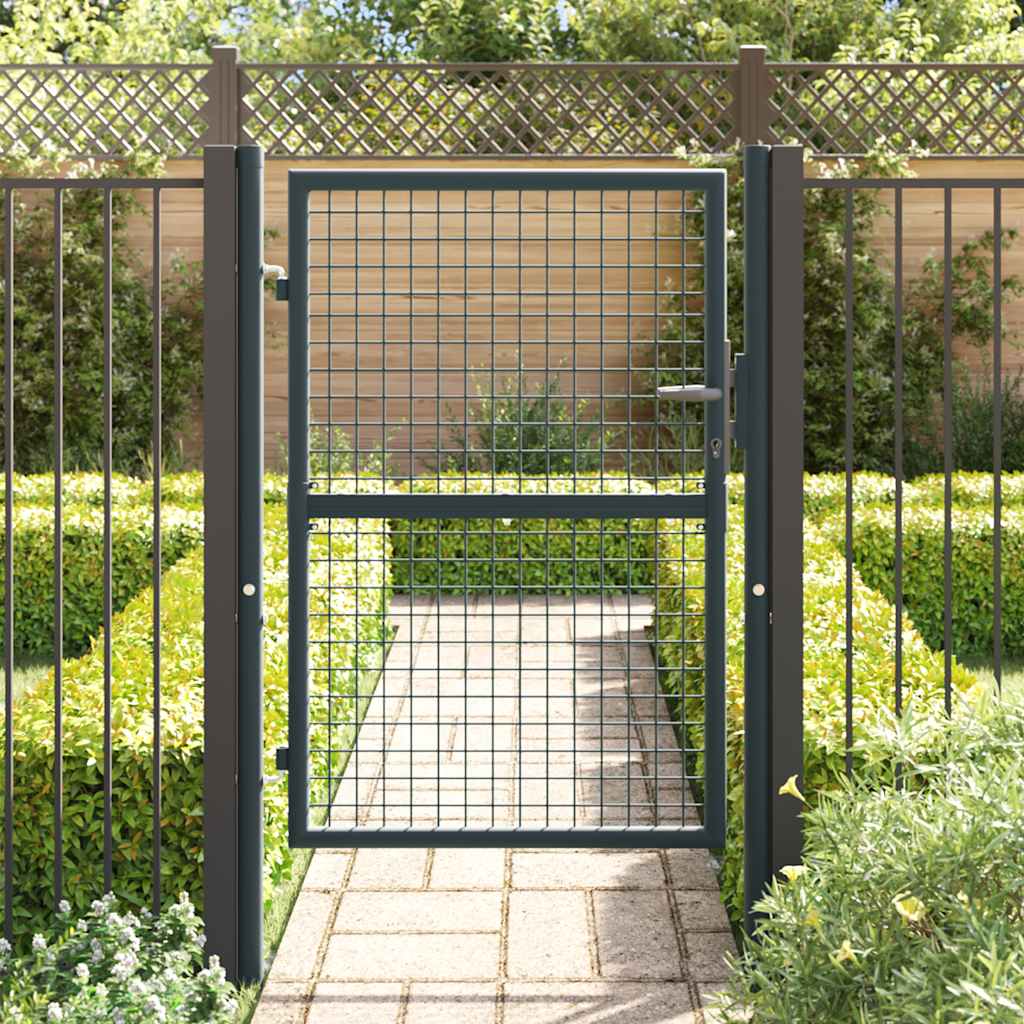 Cancello da Giardino in Rete di Acciaio Zincato 100x125 cm Grigio Antracite