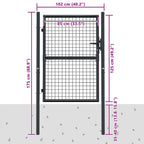 Cancello da Giardino in Rete di Acciaio Zincato 100x125 cm Grigio Antracite