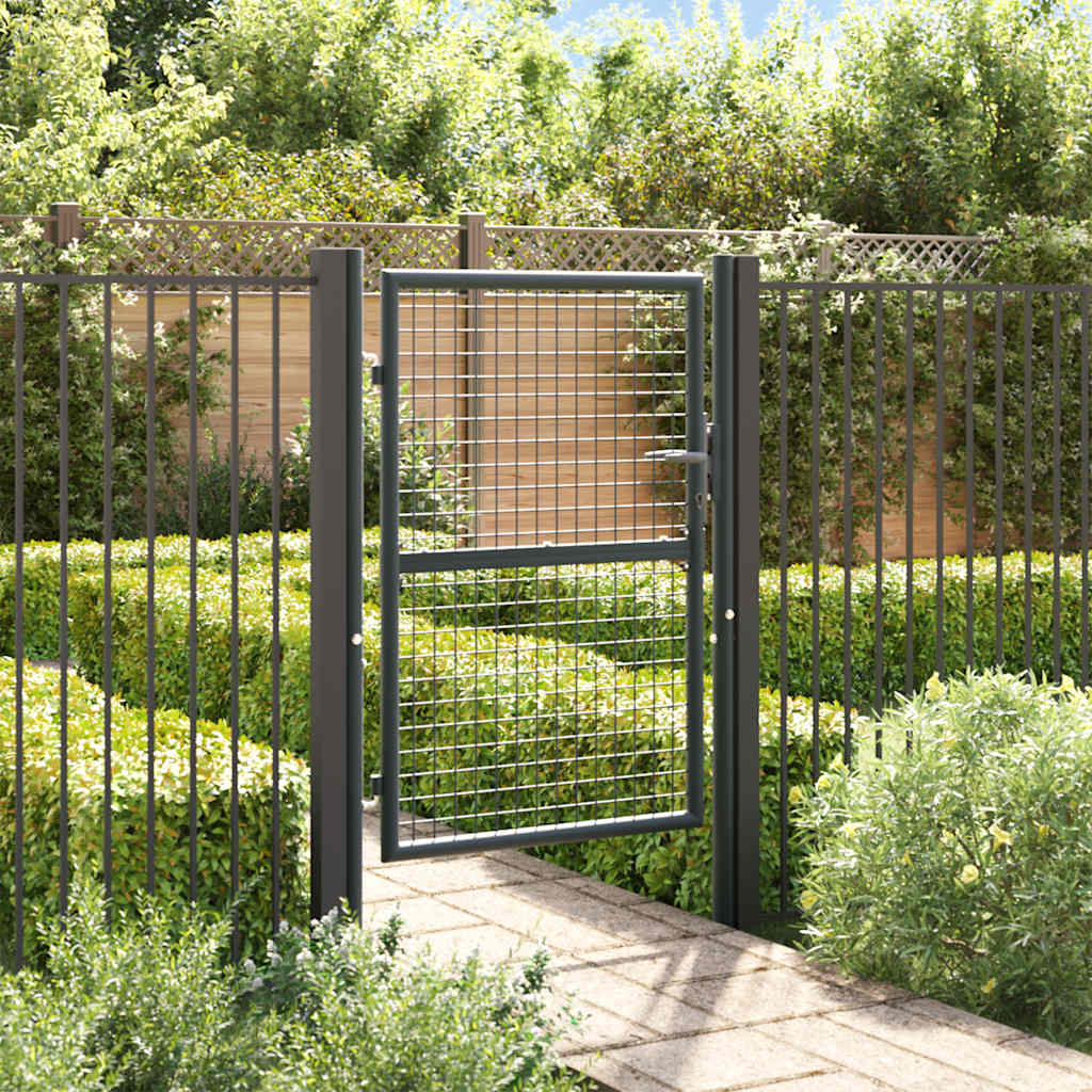 Cancello da Giardino in Rete di Acciaio Zincato 100x125 cm Grigio Antracite