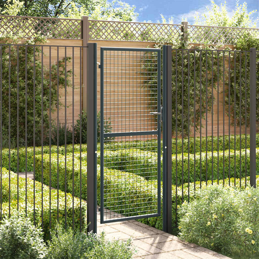 Cancello da Giardino in Rete di Acciaio Zincato 100x200 cm Grigio Antracite