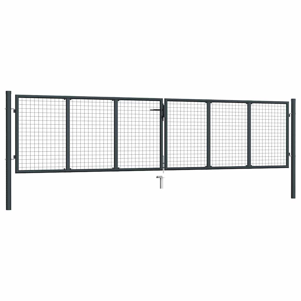 Cancello da Giardino in Rete di Acciaio Zincato 400x75 cm Grigio Antracite