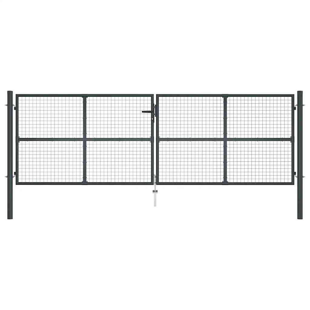 Cancello da Giardino in Rete di Acciaio Zincato 400x125 cm Grigio Antracite
