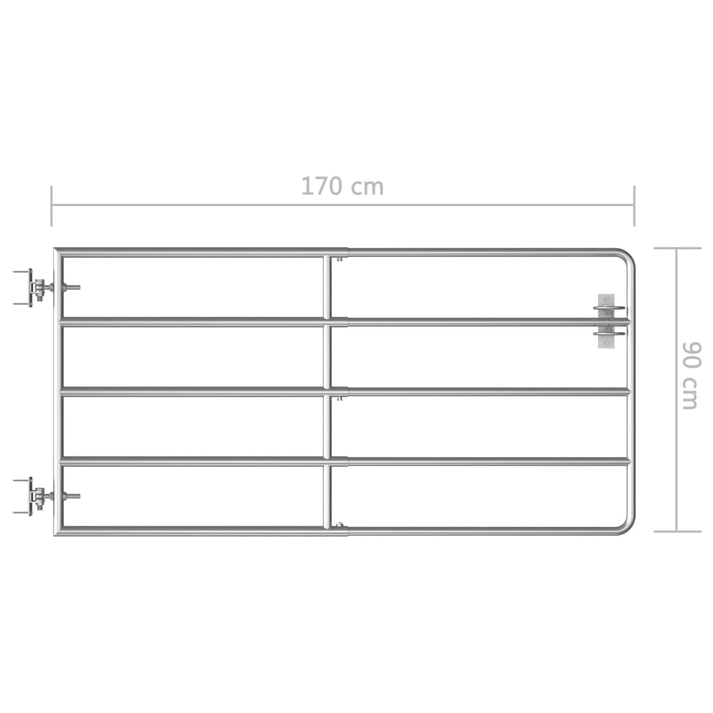 Cancello da Giardino in Acciaio 5 Sbarre (95-170)x90 cm Argento