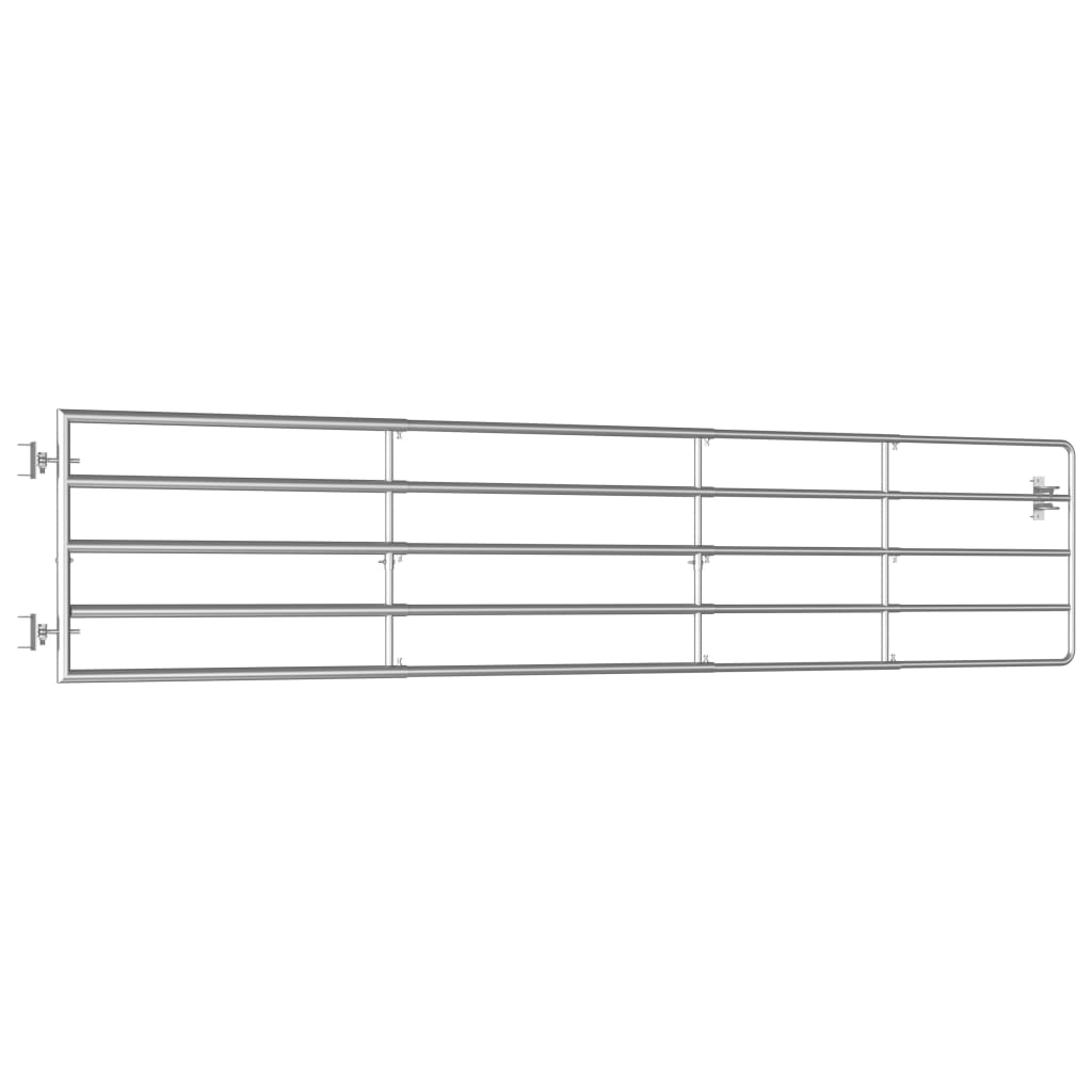 Cancello da Giardino in Acciaio Zincato 5 Sbarre (150-400)x90cm Argento