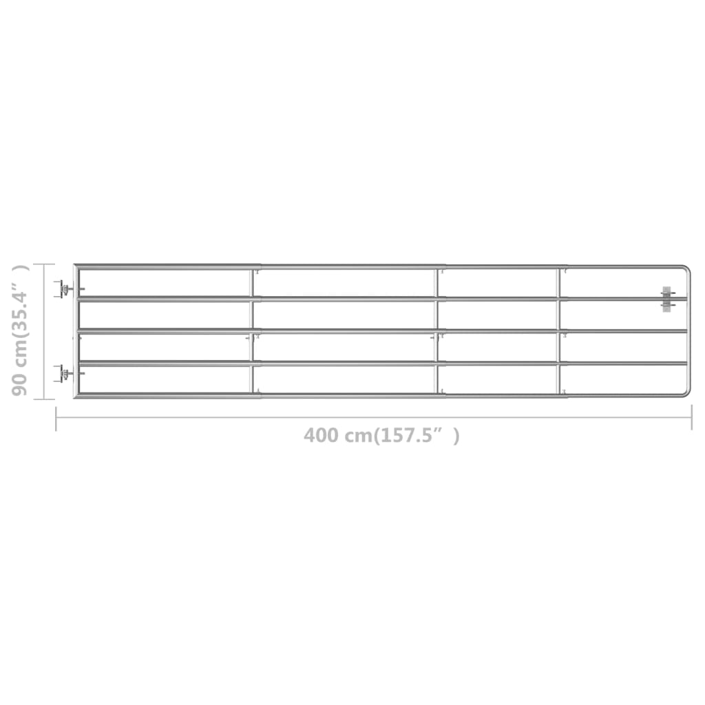 Cancello da Giardino in Acciaio Zincato 5 Sbarre (150-400)x90cm Argento