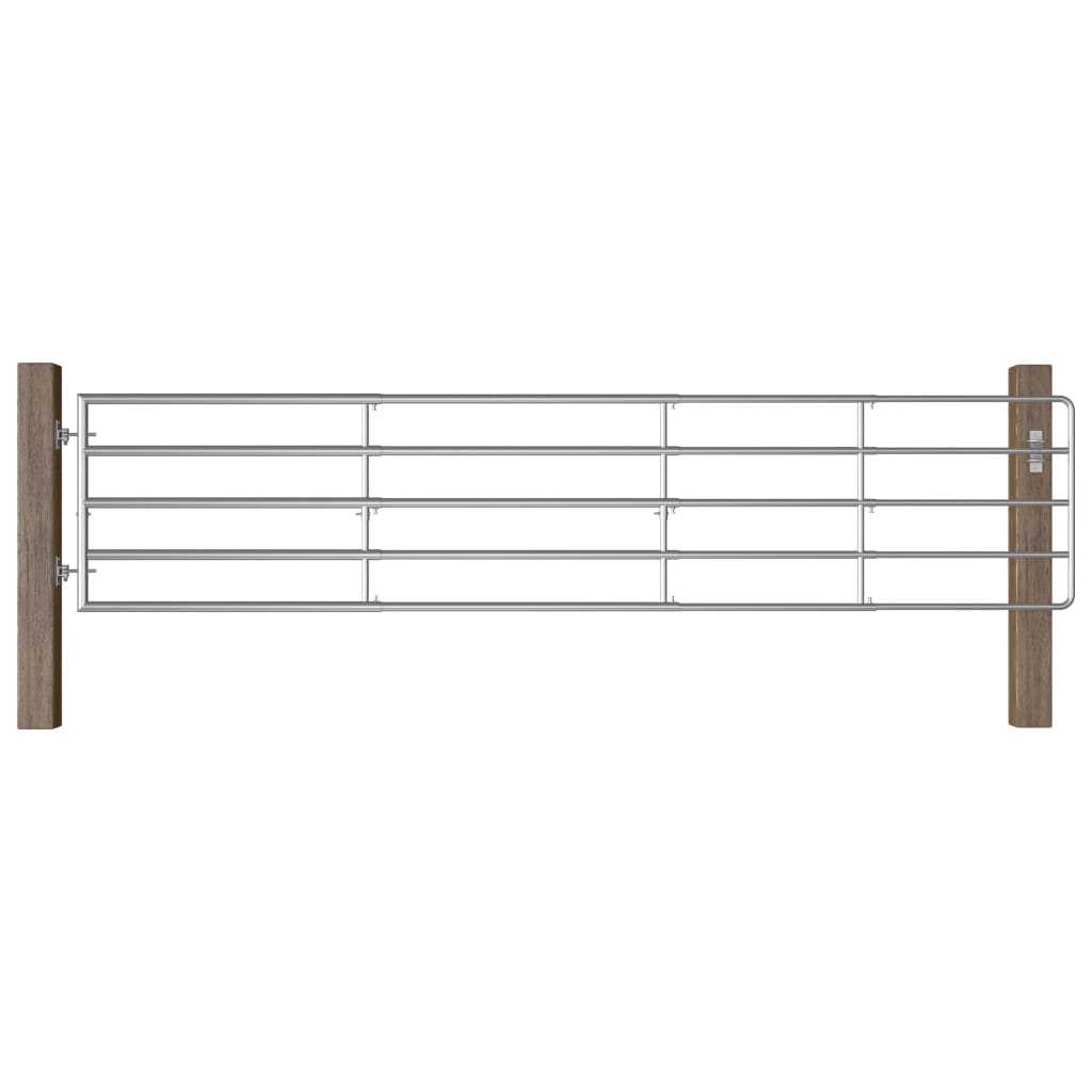 Cancello da Giardino in Acciaio Zincato 5 Sbarre (150-400)x90cm Argento