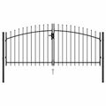 Cancello per recinzione Woerden doppia porta con punta superiore 299,5x174,5 cm nero