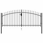 Cancello per recinzione Woerden doppia porta con punta superiore 299,5x174,5 cm nero