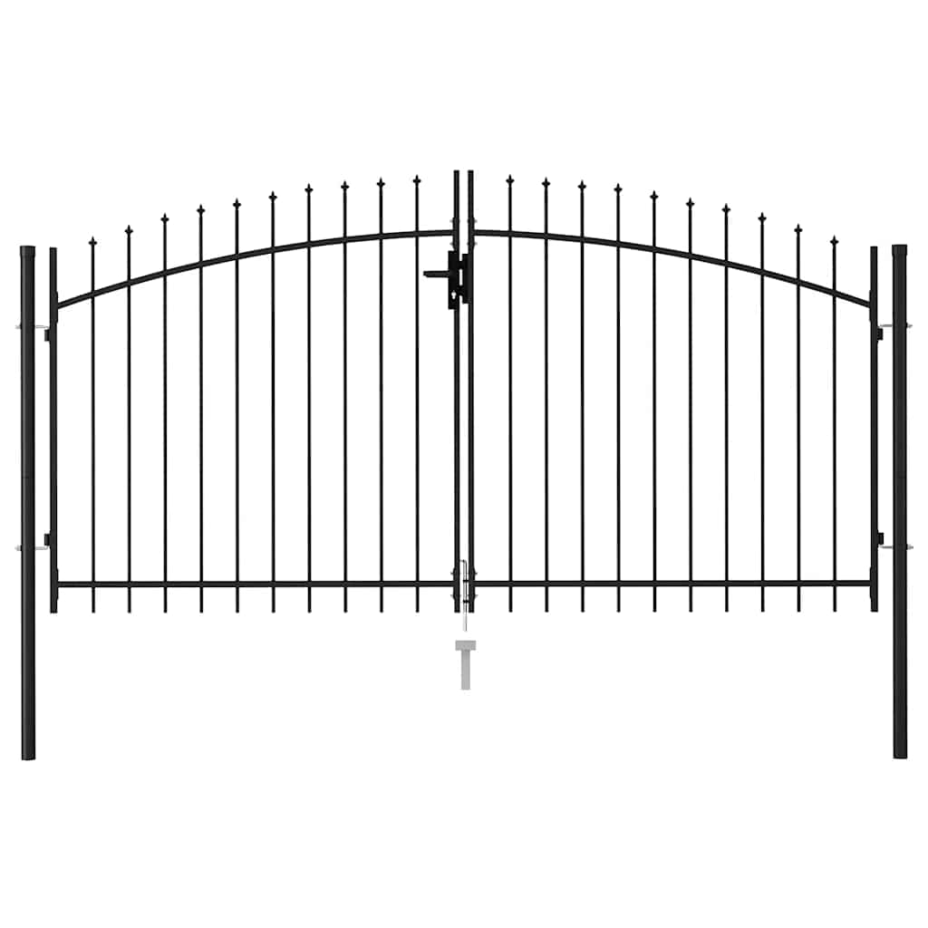 Cancello per recinzione Woerden doppia porta con punta superiore 299,5x199,5 cm nero