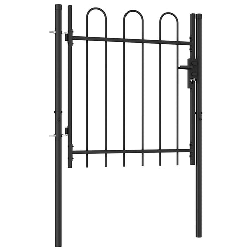 Cancello per recinzione BOXTEL porta singola con parte superiore ad arco in acciaio 100x150 cm Nero