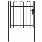 Cancello per recinzione BOXTEL porta singola con parte superiore ad arco in acciaio 100x150 cm Nero