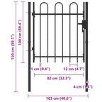 Cancello per recinzione BOXTEL porta singola con parte superiore ad arco in acciaio 100x150 cm Nero